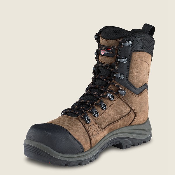 Red Wing Safety Boots Brown/Black - Mens Trades - 8-inch Insulated Waterproof Toe - 7036-GYTXP